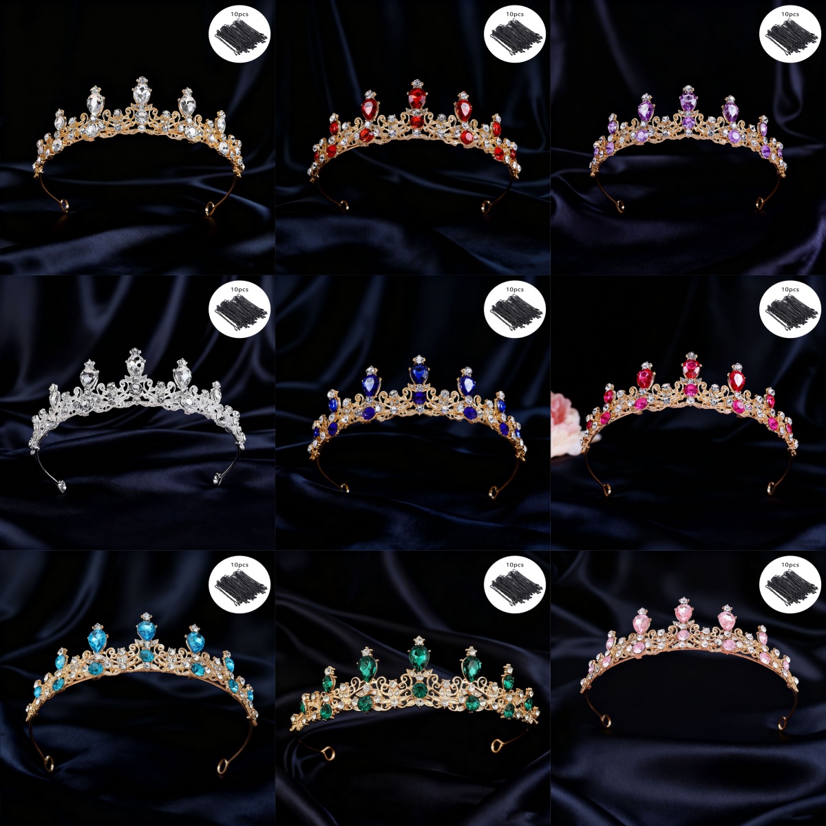 Event & Party Supply - Tiare de mariée vintage avec strass,